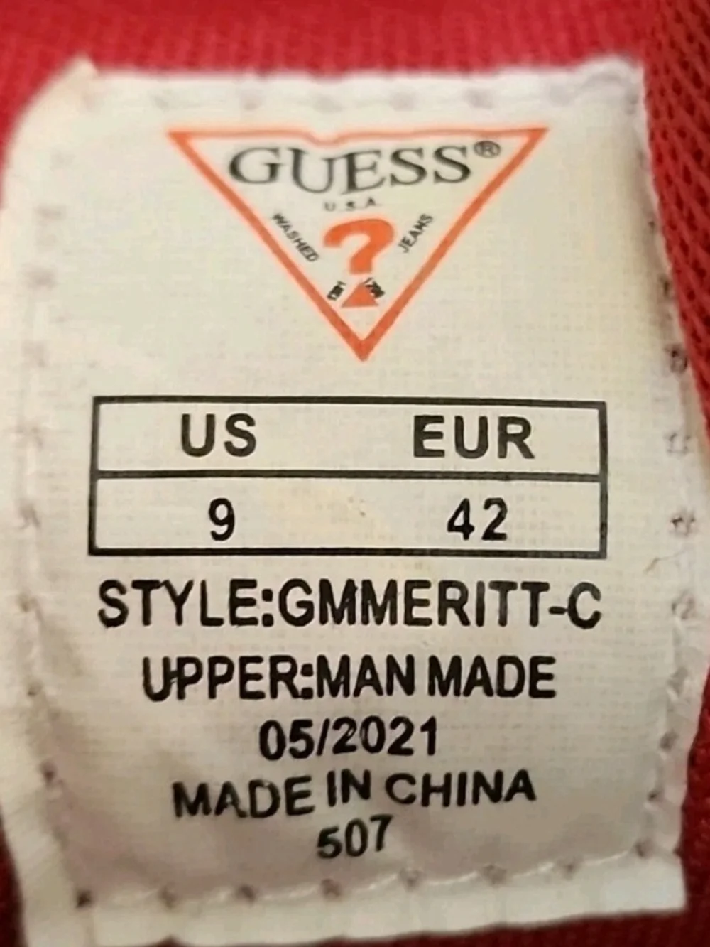 GUESS Men's Red Quilted Comfort High-Top Sneakers GMMERITT-C Lace Up US 9